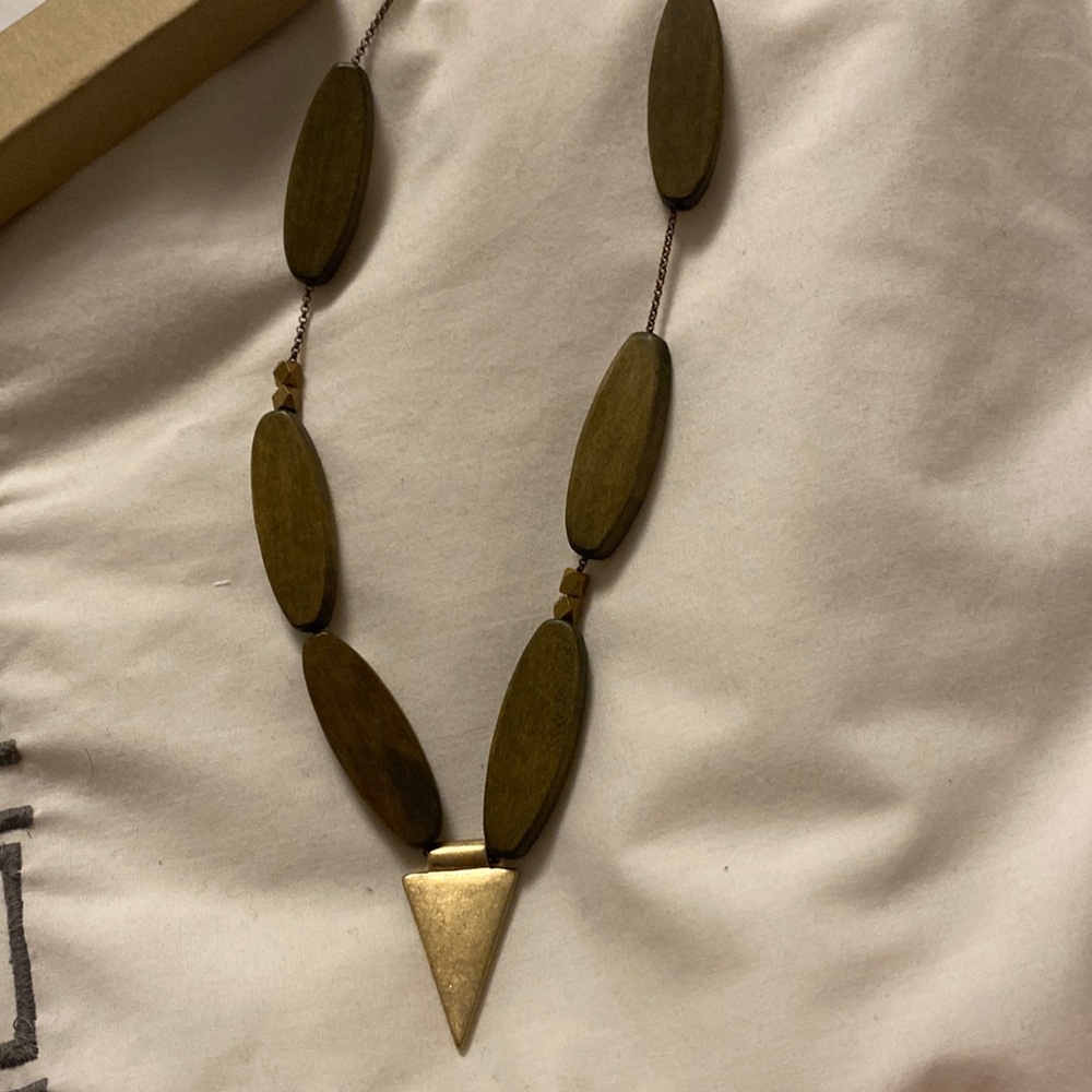 David Aubrey wood long pendant necklace